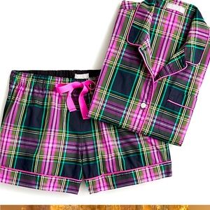 ISO J. CREW STEWART PINK PLAID SHORT SET